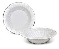 " OCCASIONS" 120 Bowls Pack, Heavyweight Wedding Party Disposable Plastic Bowls (12oz Soup Bowl, Blossom in White & Silver)