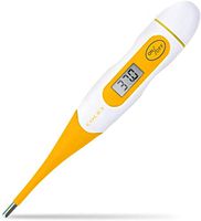 Digital Thermometer LCD Display Aural Ear Underarm Audible Fever Alarm Ear Waterproof Thermometer Oral Medical for Kids/Baby/Adult (Yellow)