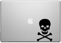 Pirate Skull and Crossbones - Black Vinyl Decal for 13" Macbook