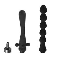 Connecting Shower Tube Silicone Enema Nozzle Attachment 2Piece Set Cleaning Anal (Round Head + Pull Beads)