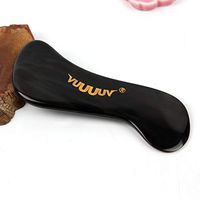 vuUUuv Gua Sha｜Massage Tool - Hand Made Natural Buffalo Horn for SPA Acupuncture Therapy Trigger Point Treatment ，Including Socks with Foot Reflection Points On Them (1.2W×4L, Black)