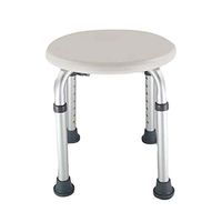 7 Levels Adjustable Height Bath Stool - Adjustable Aluminum Alloy Elderly Round Shower Stool White