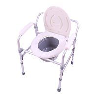 BINZHI Bedside Commode Chair Home Mobile Folding Aluminum Alloy Commode Chair Wide Seat Comfortable Backrest and Armrest Bedside Toilet (Color : A)