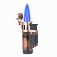 Torch Lighters, Triple Jet Flame Butane Lighter Triple Flame Cigar Lighter Fluid Refillable Jet Lighter-Butane Not Included (Gold)