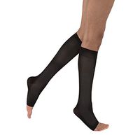 JOBST Opaque Knee High with SoftFit Technology Band, 15-20 mmHg Compression Stockings, Open Toe, Large, Classic Black