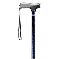 Carex Soft Grip Walking Cane - Height Adjustable Cane with Wrist Strap - Latex Free Soft Cushion Handle, Blue Pattern