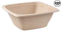 [200 Pack] 42oz Compostable Square Container Eco Friendly Bowls - Square Bowl Tree Free Sugarcane Bagasse Meal Prep Bento Boxes Take Out Catering Microwavable Deep Container by EcoQuality