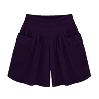 Meikosks Womens Summer Loose Hot Pants Plus Size Shorts with Pockets Lady Casual Bottoms Pants Purple