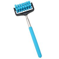 SOURBAN Stainless Steel Retractable Massage Wheel Roller Push Back Massager Blue