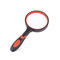8X Handheld Comfortable High Power Double Color Magnifying Glass Reading Magnifier Lens Loupe Outdoor Tool Convenient to Use-Orange;16x7.5x1.5 cm