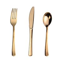 300 Pieces Gold Disposable Plastic Silverware - Plastic Cutlery Set - Heavyweight Flatware Set - 100 Forks, 100 Spoons, 100 Knives (Standard)
