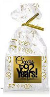 CakeSupplyShop Item#092CTC 92nd Birthday/Anniversary Cheers Metallic Gold & Gold Swirl Party Favor Bags with Twist Ties