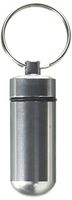 Water-proof Air-tight Pill Fob Aluminum Alloy Pill Case Pill Box Pill Holder with Keychain, Used for Holding Aspirin, Cold Tablets, Pain Medication and Vitamins, and Id Tag, Notes (Silver)