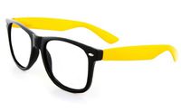 New Glossy Two Tone Black & Yellow Nerd Glasses Clear Lens Optical Quality