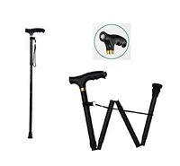 Folding Walking Cane with Light Collapsible Lightweight Adjustable Portable Hand Walking Stick - Balancing Mobility Aid T Handles for Men and Women (Black)
