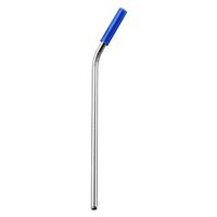 Stainless Steel Drinking Straws, Iuhan Reusable Ultra Long 8.46Inch Drinking Metal Bent Straws for 20 Oz/30 Oz Cups with Silicone Tips (Blue)