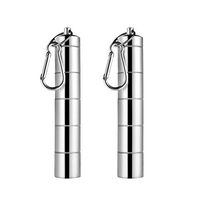 HEALLILY Outdoors Professional Medicine Can Six Partition Waterproof Medicine Box Aluminum Alloy Pill Box Keyring Case Bottle Drug Holder Container Keychain 2pcs