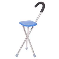 DSHUJC Crutch Chair Light Three-Legged Cane Stool Stainless Steel Material Sitting Board Foldable Rubber Foot pad Tall Unisex for Elderly As Gift,A