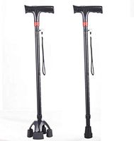 ZWQ LED Light Walking Stick Sponge Handle Adjustable Cane Walking Stick with Carrying Case(Black)