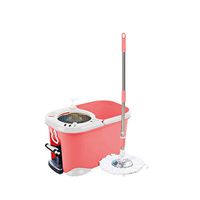 MOP Spinning and Bucket Cleaning Set Pedal Hand Pressure 2 in 1 Adjustable Household Head2 (Color : Pink)