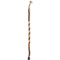 Handcrafted Wood Walking Cane - Made in the USA by Brazos - Twisted Sweet Gum with Brass Hame Top - 37 Inches