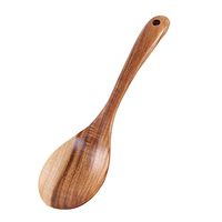Wooden Spoons - Big Wooden Rice Long Handle Spoon Soup Cooking Spoon Teak Wood Spoon Colander Ladle Skimmer Scoop Wooden Kitchen Utensils Set