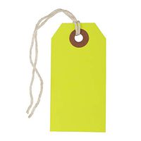 JAM PAPER Gift Tags with String - Small - 3 1/4 x 1 5/8 - Neon Yellow - Bulk 100/Pack