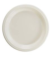 Exquisite 7 Inch. Ivory Plastic Dessert/Salad Plates - Solid Color Disposable Plates - 50 Count