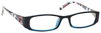 The Reading Glasses Company Black Turquoise Floral Lightweight Designer Style Womens Ladies Spring Hinges R74-W +3.00