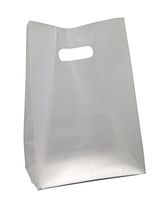 JS Die Cut Clear Frosted Plastic Shopping Gift Bags with Board Bottom (100, 8x4x15x4)