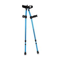 HFENGHUANG 2 Adjustable Underarm Elbow Crutches, Telescopic Blue Folding Cane Aluminum Hiking Poles Unisex