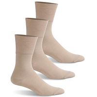 Facool Man Woman Non-Binding Diabetes Crew Socks Circulatory Odor Resistant 3 Pairs Khaki Large
