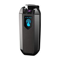 LINGAN Dual Arc Plasma Lighter USB Lighter Touch Switch Electric Creative Rechargeable Windproof Flameless Butane Free Lighter for Cigar，Cigarette (Black)