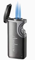 Personalized Visol Hybrid USB Gunmetal Triple Torch Cigar Lighter with Free Laser Engraving ([C] Text)