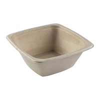 CiboWares Molded Fiber 32 Ounce Square Tan Bowls, Made from Disposable Bagasse Sugarcane, Case of 300