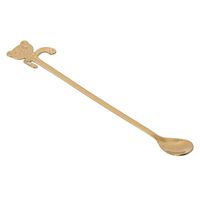 TraveT 1Pc Stainless Steel Cartoon Bear Spoon Long Creative Coffee Spoon Ice Cream Candy Teaspoon Kitchen Supplies Tableware, Titanium Gold
