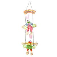 sakd Easter Pendant Ornaments Easter Wreath Scare Crow Swing Double Bunny Doll Wall Door Hanging Home Backyard Garden Decoration