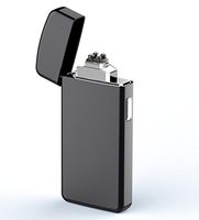 Lighter, Electric Lighter USB Rechargeable Dual Arc Lighter Windproof Flameless Plasma Lighter (Black)