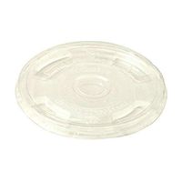 World Centric CPL-CS-12 100% Compostable Ingeo Flat Lids, Straw Hole, for 9Q - 24 oz. Cups, Clear (Pack of 1000)