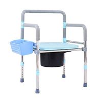 XIHAA Folding Portable Toilet Chair,Old People Pregnant Women Toilet Stool Adjustable Height Leather Cushion,for Easy Transfers Bath Chair with Storage Box