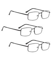 READING GLASSES 3 pack Large Metal Readers for Men (Black, 1.25)