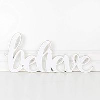 19" X 8.5" X 1" Wood Cutout (Believe), White – 70400