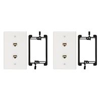 Buyer's Point 2 Port Cat6 Wall Plate, Female-Female White with Single Gang Low Voltage Mounting Bracket Device (2, 2 Port)