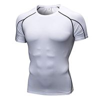 Photno Men Sport T Shirts Short Sleeve Athletic Running Top Workout Gym Tees White