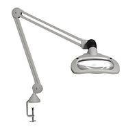 Luxo 18845LG Wave LED Illuminated Magnifier, 45" Arm, 3.5 Diopter, Edge Clamp, Light Gray