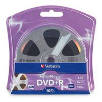 Verbatim DVD+R, 96857, 4.7GB, 8X, DigitalMovie Surface, 10PK Blister [Non - Retail Packaged]