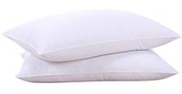 puredown Natural Goose Down Feather White Pillow Inserts, 100% Egyptian Cotton Fabric Cover Bed Pillows, Set of 2 Queen Size