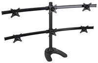 MonMount Freestanding 6 Screen Monitor Mount Hex Stand with Curved H-Layout Rotation and Swivel Supports up to 24"