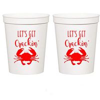 Red Crab Let's Get Crackin White Plastic Stadium Cups (10 cups)