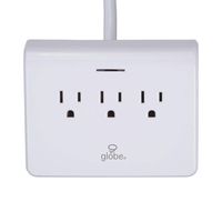 Globe Electric Desk Top Surge Protector Strip, 4X USB Ports, 3 Grounded Outlets, 6ft Power Cord, Reset Button, Finish 78428, White Desktop